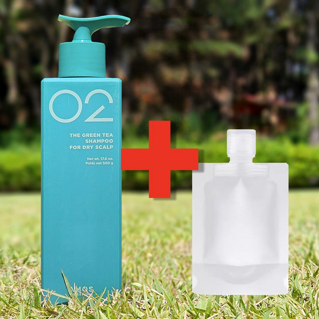 아모스 녹차실감 샴푸 중건성두피용 신형 + 여행 출장 포장 샤워 젤 분배 병, 1개, 500g