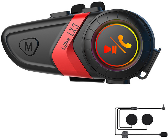 비더블유비 헬멧 블루투스 오토바이 블루투스 스마트 노이즈 캔슬링 방수 오토바이헬멧 블루투스, 붉은색, A