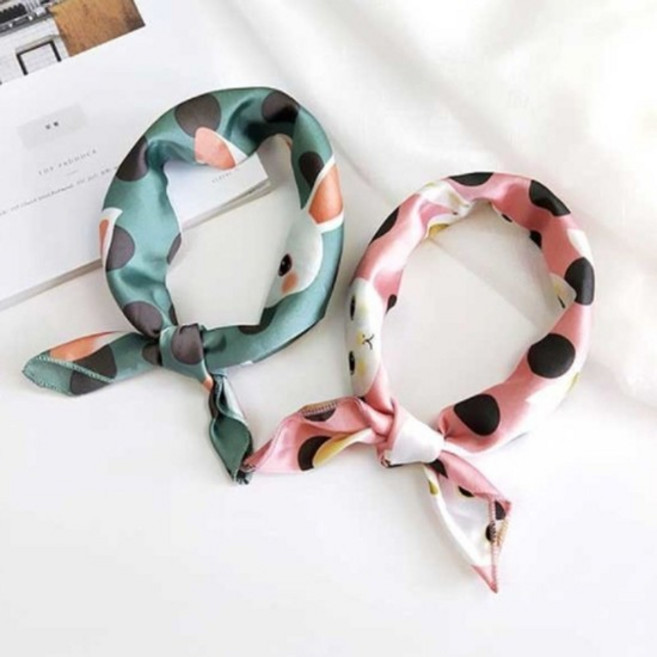 애니멀 프린트 미니 실크 스카프 귀여운 동물 쁘띠