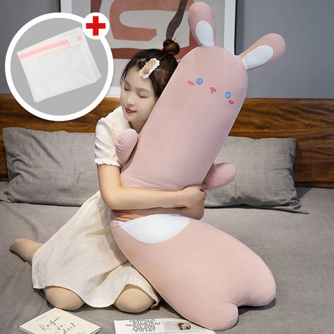 여름 냉감 아이스 몰랑허그 바디필로우 롱 쿠션, 핑크(토끼)