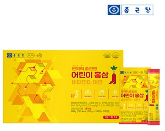 종근당건강 면역력 증진엔 어린이 홍삼 30p, 600g, 1개