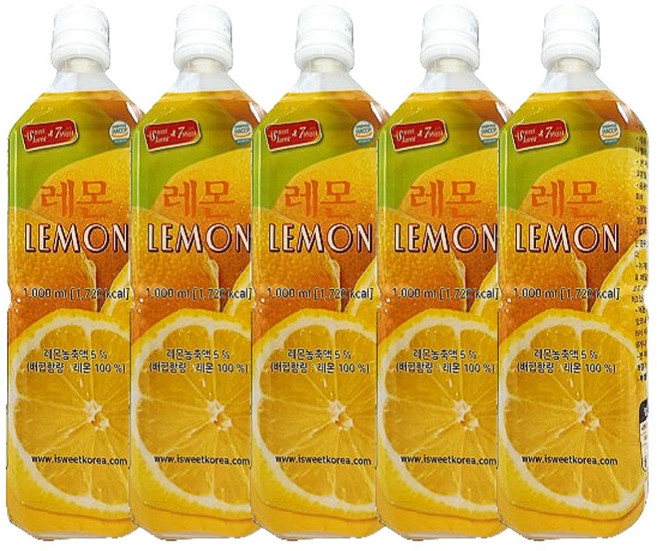 스위트코리아 레몬 1000ml - 5개, 1L