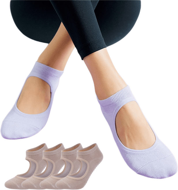 요가 양말 + 미끄럼 방지 점착식 /부드러운 촉감 통기성 좋은 실내운동양말 2켤레