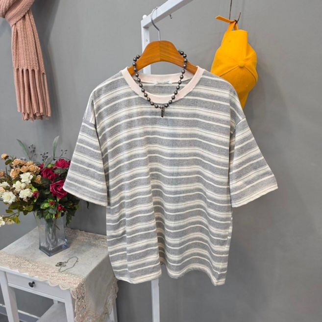 산트리 스트라이프 여유핏 반팔티