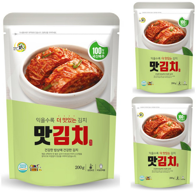 일미 맛김치 200g [1-2인분] 꼬마김치 편의점김치 캠핑 여행 찌개, 3개