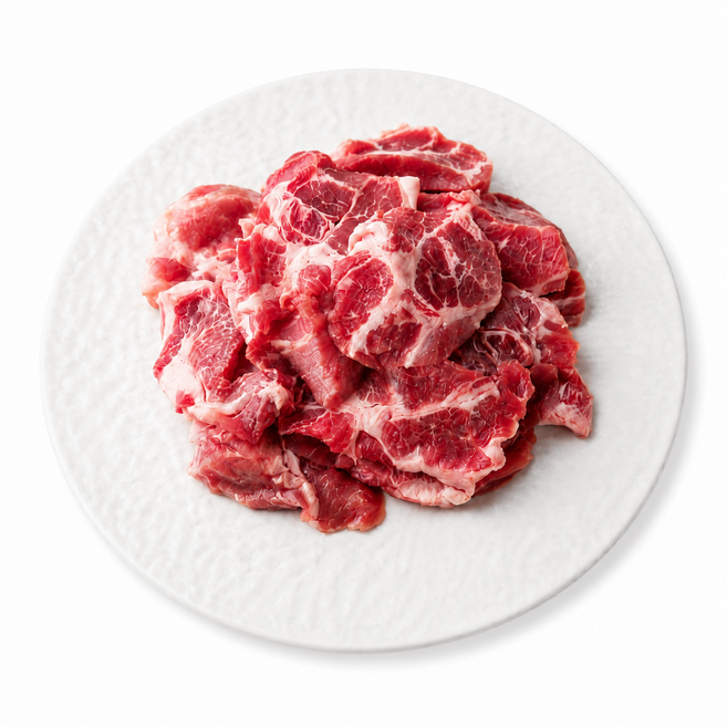 미트애/미국산kg 미국산 돼지 목살 찌개볶음용 조각 돼지목살 앞다리살 제육용, 4개, 500g