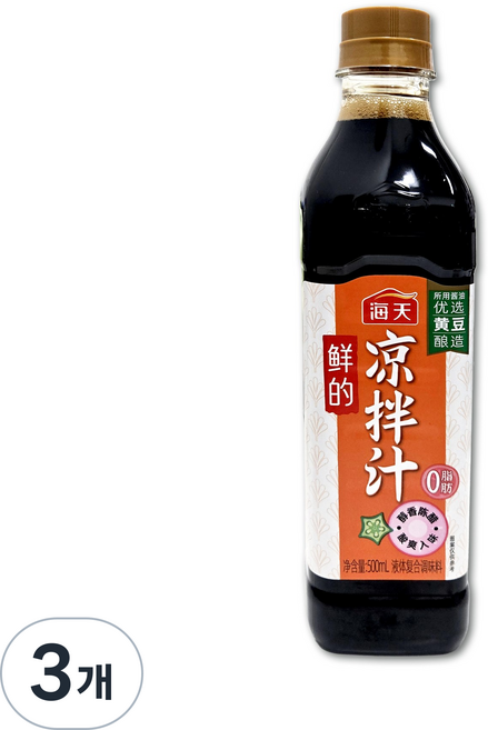 홍홍 중국식품 해천 량빤즈 무침소스 량피 오이무침 냉채요리, 3개, 500ml