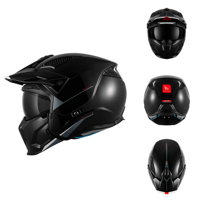 街霸摩托車頭盔 復古組合盔 全半盔, 1個, 街霸鋼琴黑L頭圍55-56