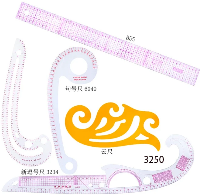 패치워크 눈금자 프렌치 커브 눈금자 키트 재단사 측정 키트 재봉 야드스틱 절단 퀼팅 눈금자 도구 눈금자, 05 ZF-HG-0363