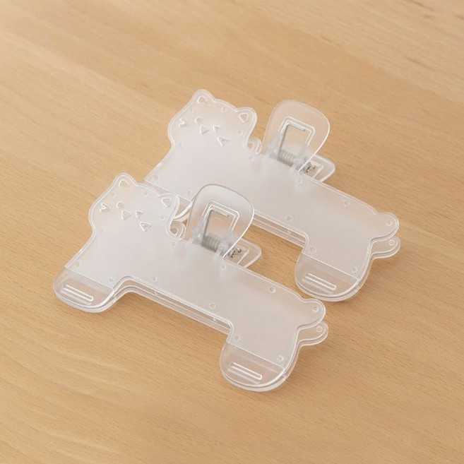 굿도우 캐릭터 투명 서류고정 북클립 집게, 2개, B.투명고양이