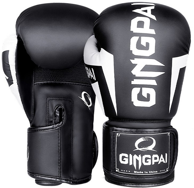 GINGPAI 권투 글러브 타이 트레이닝 글러브 격투 무술 장갑 6-12oz GG1H, 1세트, 흑백