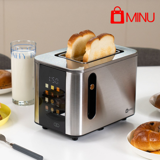 10위 - [MINU]디지털 터치 2구 토스터기 베이글 식빵 해동, MNT-T9000
