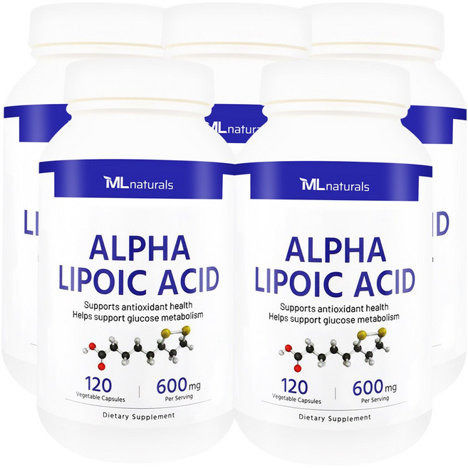 [미국번개배송] 마이라이프 내추럴스 알파리포산 600 mg, 5개, 120정