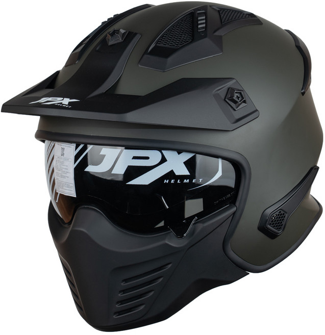 JPX 헬멧 MX-726R 오픈페이스 풀페이스 바이크 오토바이 모듈러 DOT ECE, 03.그린아미 무광