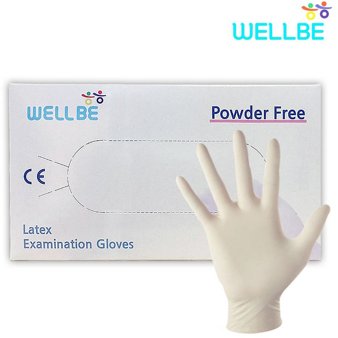 웰비 라텍스장갑 100매 일회용 수술장갑 위생장갑, L(큰남자손), 1개