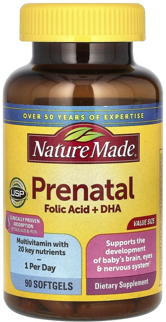 Nature Made 임산부용 엽산 + DHA 소프트젤 90정, NatureMade임산부용엽산DHA소프트젤90정, 1개 - 쿠팡