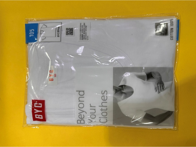 3 P/ 비와이씨 편티반 화이트 반팔러닝/ 90-105호 면 100% 요거다