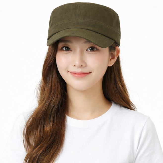 비쥬마켓 무지 군모 남녀공용 밀리터리캡 빈티지 모자