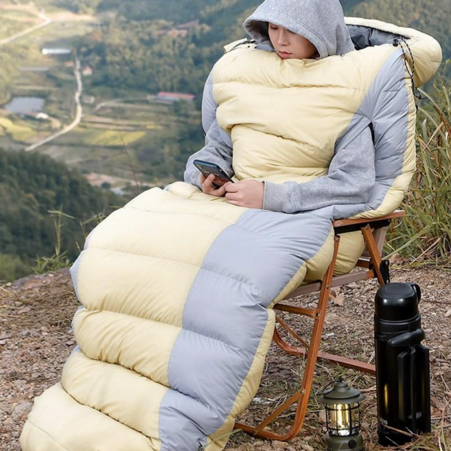 오리털 침낭 사계절 캠핑 차박 침낭 야외 캠핑 침낭, 1개, 1500g(200+30)+95cm