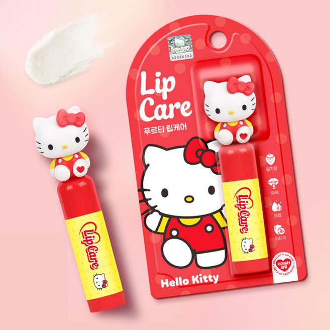 헬로키티 립밤 립케어 4.5g 입술케어 딸기향, 1개, 무색/딸기향