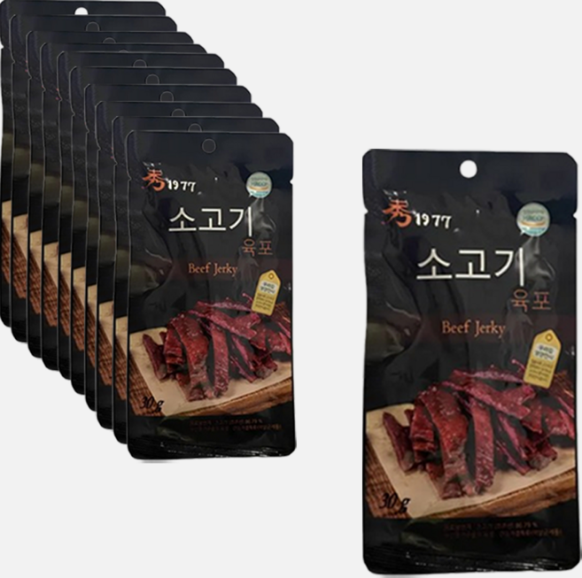 마마쿡 1977 부드러운 소고기 수제 육포 오리지널맛 30g, 10개