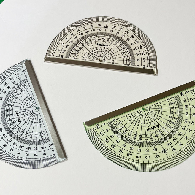 나리아 안전 각도기 스틸 각도자 학교 준비물 문구 학용품 제도, 20개, 혼합
