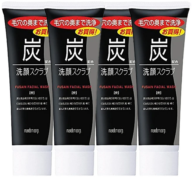 일본 Mandom 맨덤 숯 스크럽 세안제 페이스 워시 100g 4개 Charcoal Facial Cleansing Scru - 쿠팡