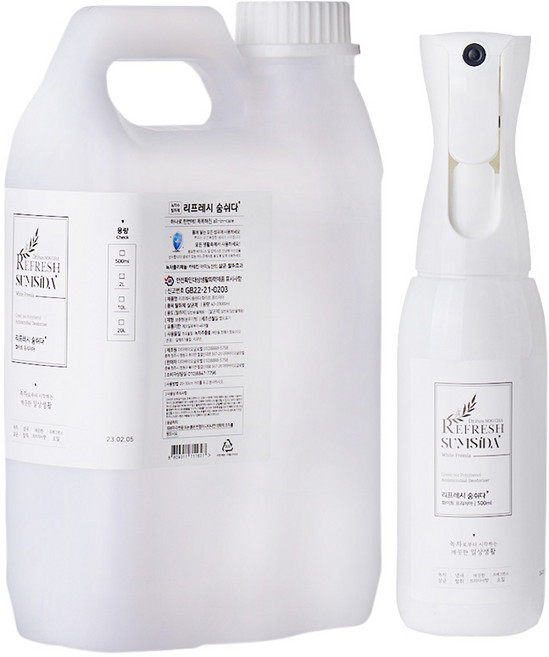 리프레시숨쉬다 뉴 섬유 실내 범용 탈취제 깨끗한 향, 화이트프리지아(화이트), 1개, 2500ml