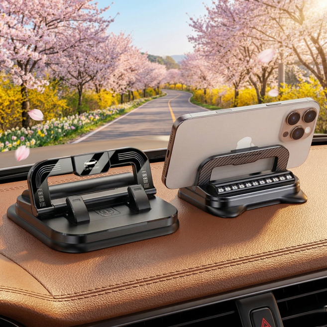 차량용휴대폰거치대 365도회전 간편거치 전차종호환, 시그니처 블랙, 1개