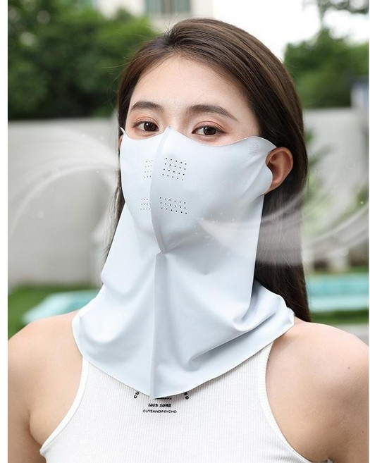 자외선차단 실크 스포츠 쿨마스크 시원한 여름용 마스크 여름 얼굴 햇빛가리개 골프마스크, 블랙, 1개