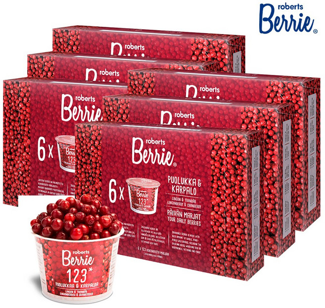 로버츠베리에 야생 빌베리 주스 3box(100ml x 18팩) + 야생 링곤베리 & 크랜베리 주스 3box(100ml x 18팩), 36개, 100ml