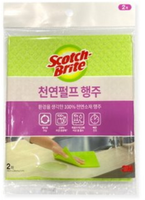 3M 스카치 천연펄프 행주 애플그린 2매 39834, 1개