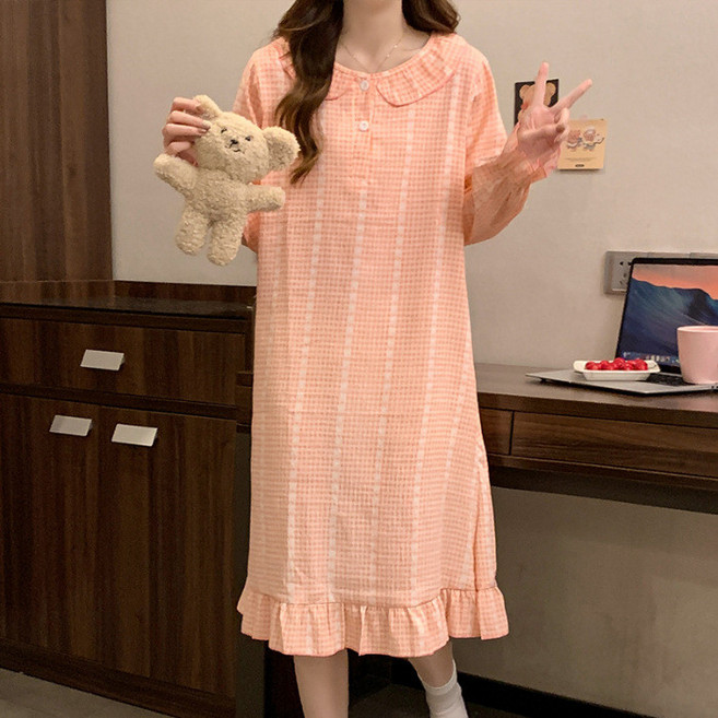 雲朵棉 甜美少女 花邊連衣裙 家居服