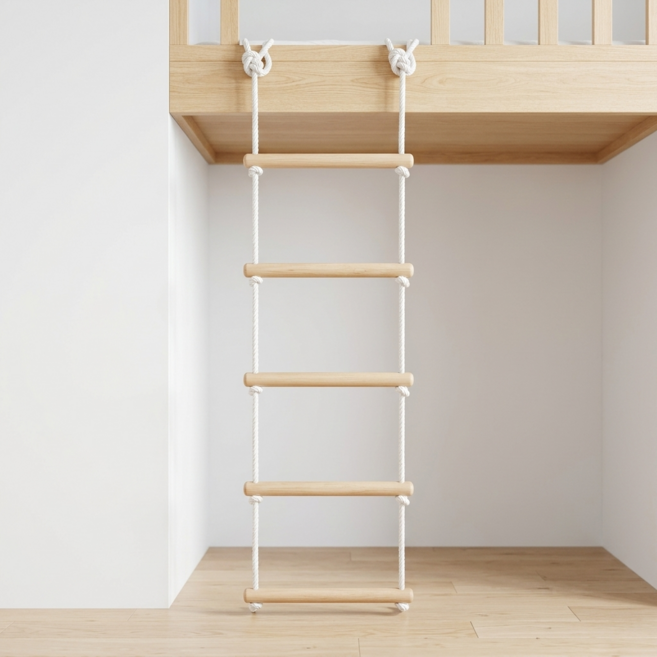 퇴근하고 실내 원목 사다리 로프 우드 밧줄, 5단 (기본형)