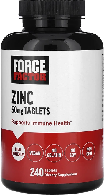 Force Factor 아연 50mg 240정, 1개 - 쿠팡