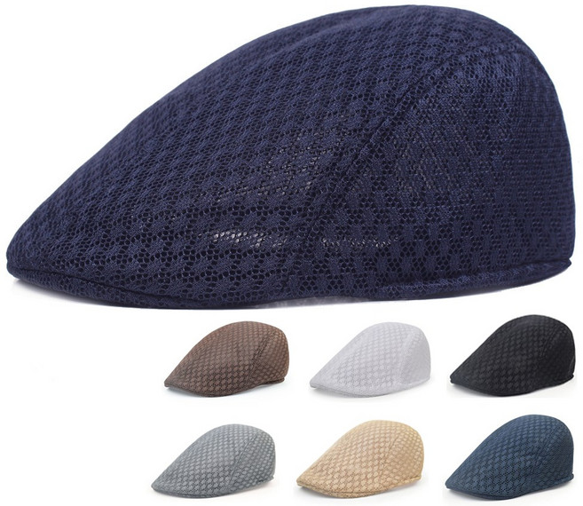 (코어무역) 남성 여름 망사모자 베레모 헌팅 캡 남자 골프 메쉬 헌팅캡모자 C타입