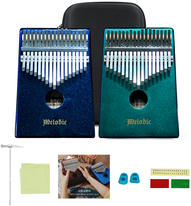 멜로딕 마호가니 보라빛 칼림바 17음계 + 하드케이스 증정 풀세트, 딥블루-보라, 1개