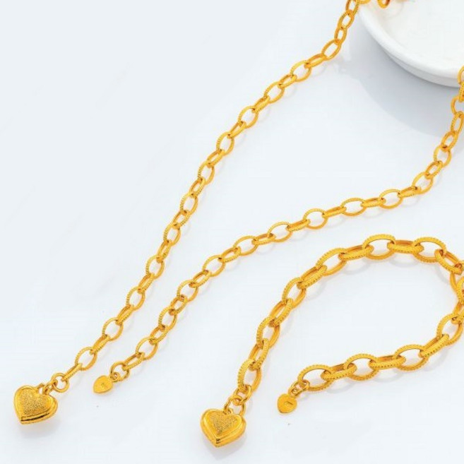 순금목걸이팔찌 24k 37.5g(10)+18k장식 F1528 하트딸랑이