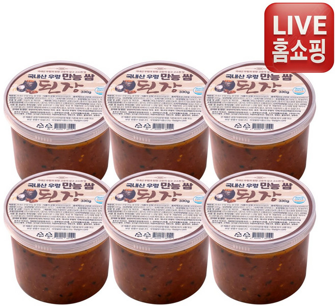[홈쇼핑] 박미란 국내산 우렁 만능 쌈 된장 쌈장, 330g, 6개
