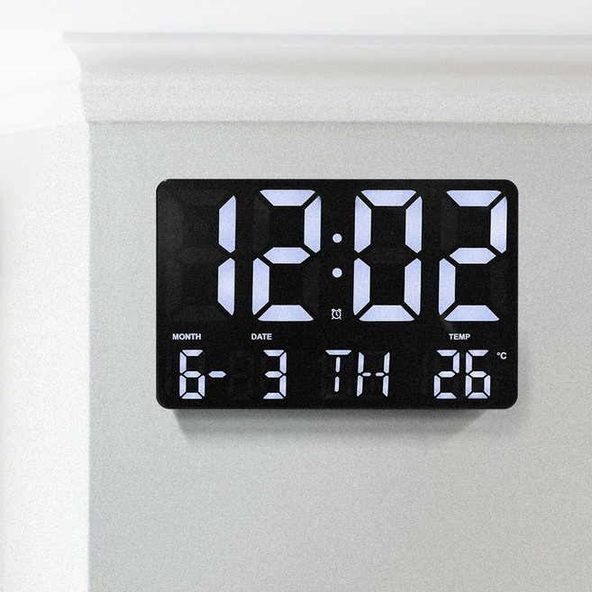 촘스토리 캘린더 패드 LED 벽시계, 블랙