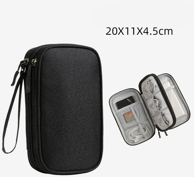 케이블 보관함 파우치 방수 하드 케이스 여행 케이블 충전기 가방, 1개, 블랙