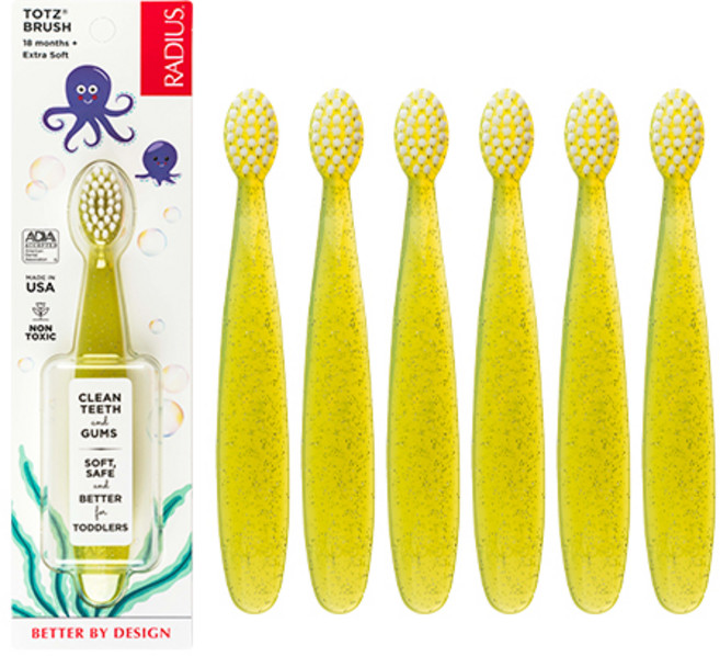 래디어스 토츠 유아 칫솔, 옐로우, 1개입, 6개