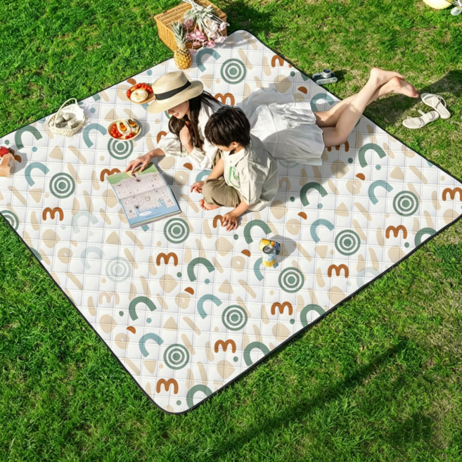 휴대용 피크닉 매트 방수 방습 두터운 피크닉매트 대형 돗자리 캠핑매트 두툼한 야외용매트 200x200, 스타일 A