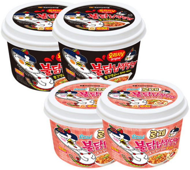 불닭납작당면 큰컵 2개+로제불닭납작당면 큰컵 2개, 불닭납작당면 큰컵 2개로제불닭납작당면 큰컵 2개, 1개