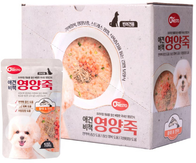 펫퍼스 애견비책 영양죽 강아지죽 보양식 영양식 습식파우치, 12개, 100g, 연어+황태