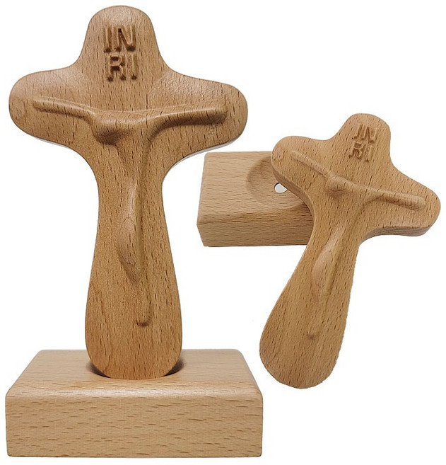 가톨릭천주교성물 추상비취 손에쥐는 탁상용 십자고상, 1개