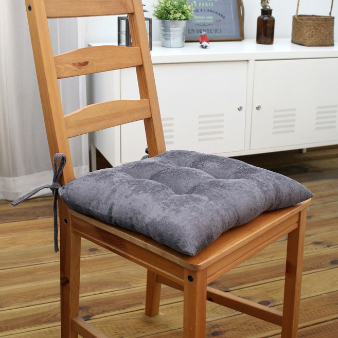 우리앤데코 코듀로이 사각 빵빵이 끈방석-진그레이