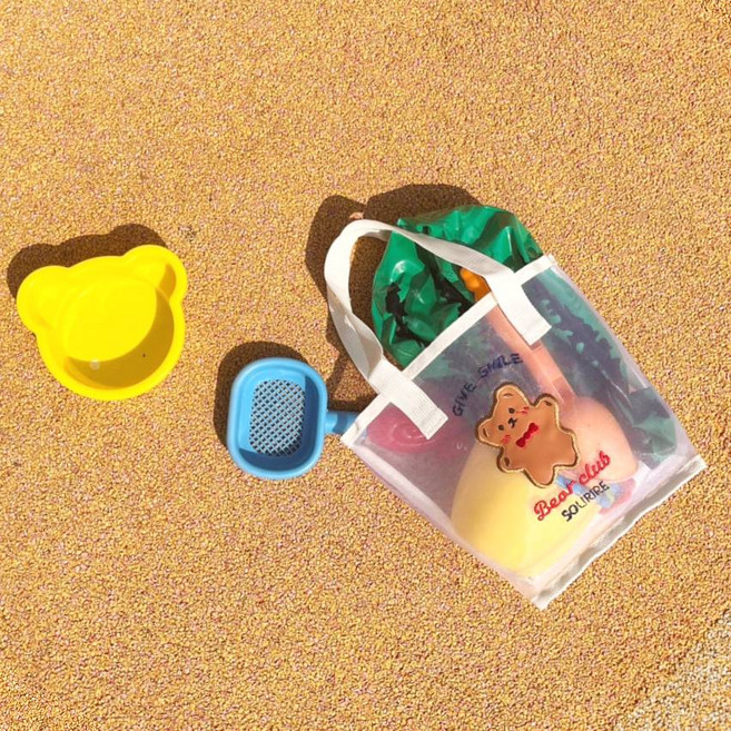 시유타임 곰돌이 메쉬 가방 수영 비치백 물놀이 목욕