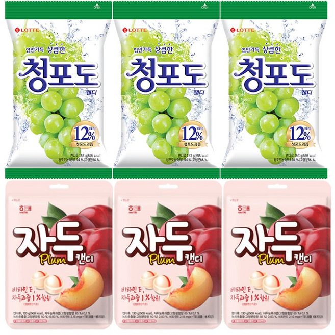 자두캔디 130g 롯데 청포도캔디 153g, 1세트, 849g
