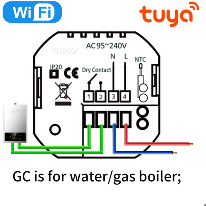 Tuya Zigbee MQTTWifiModbus RS485 스마트 온도 조절기 보일러/전기 바닥 난방/레이디에이터 TRV용 7일 프로그램 가능 제어기 Alexa Google H, [03] 24V BLACK, [57] for Boiler W